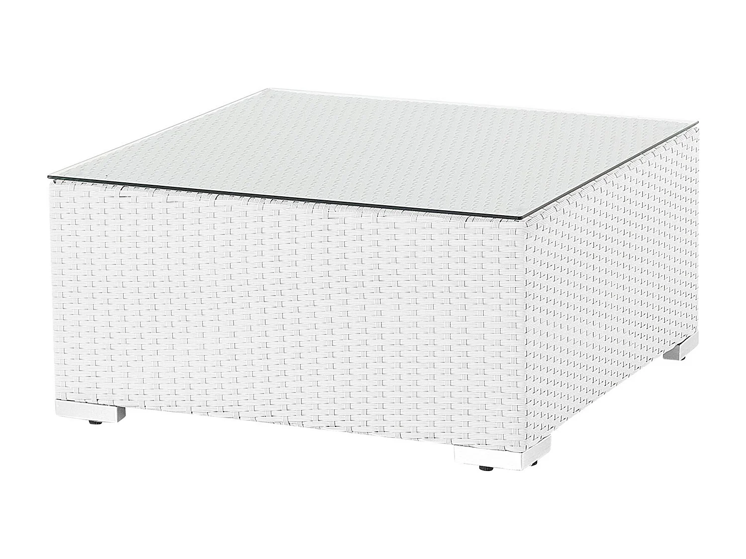 Exklusives Gartenmöbel 4er Set aus Rattan weiß / sandbeige linksseitig Sano II