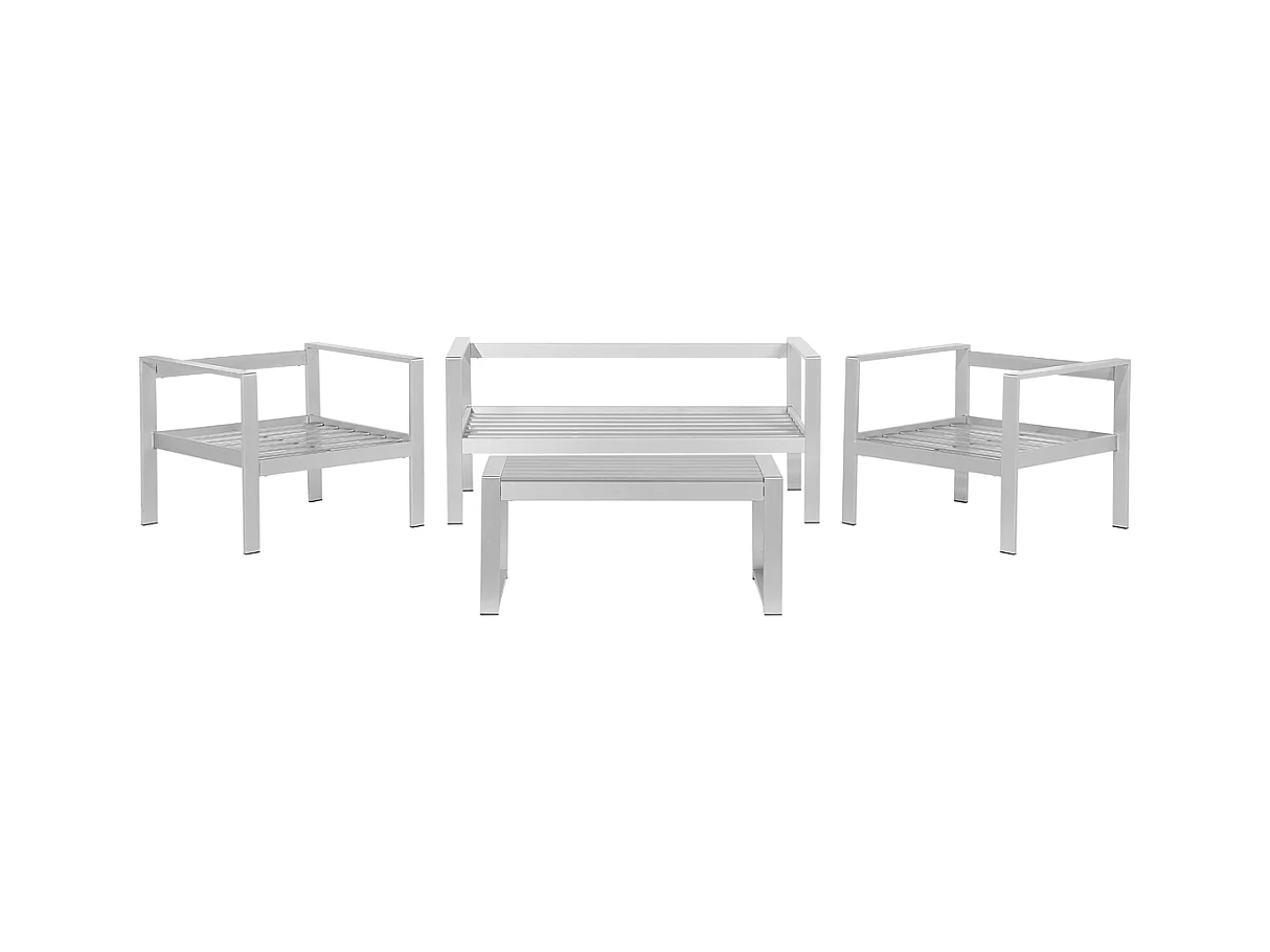 Praktisches Gartenset Sofa 2 Sessel Tisch Aluminium dunkelgrau Salerno