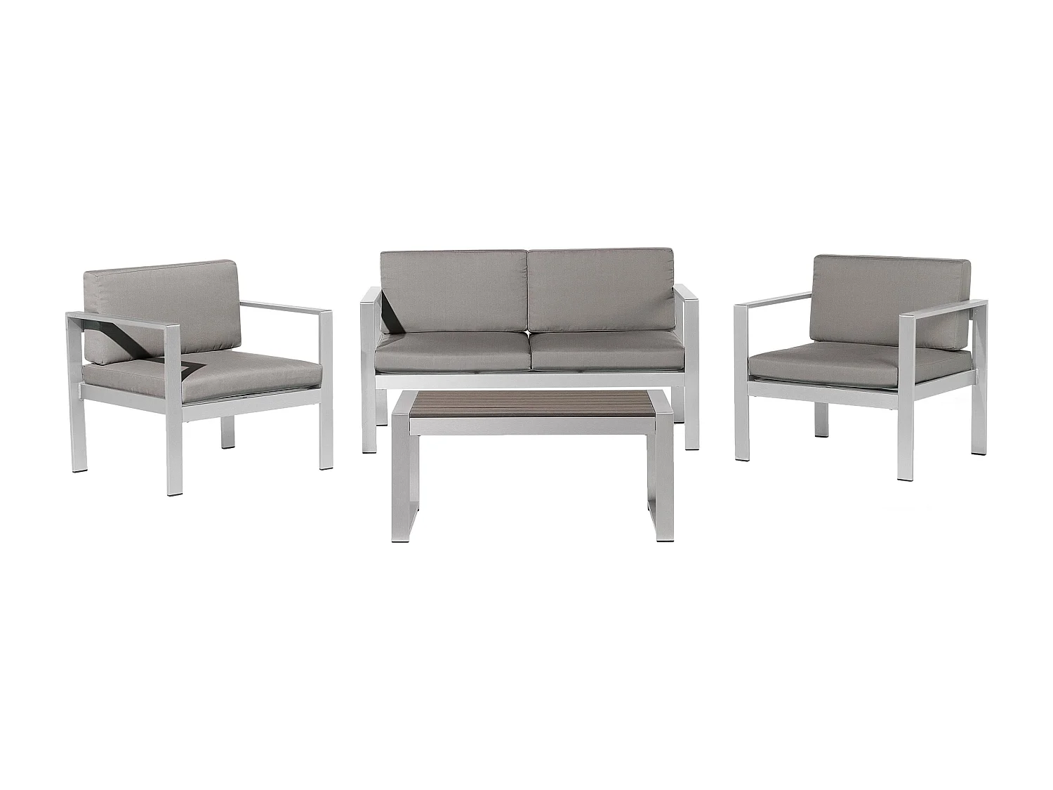 Praktisches Gartenset Sofa 2 Sessel Tisch Aluminium dunkelgrau Salerno