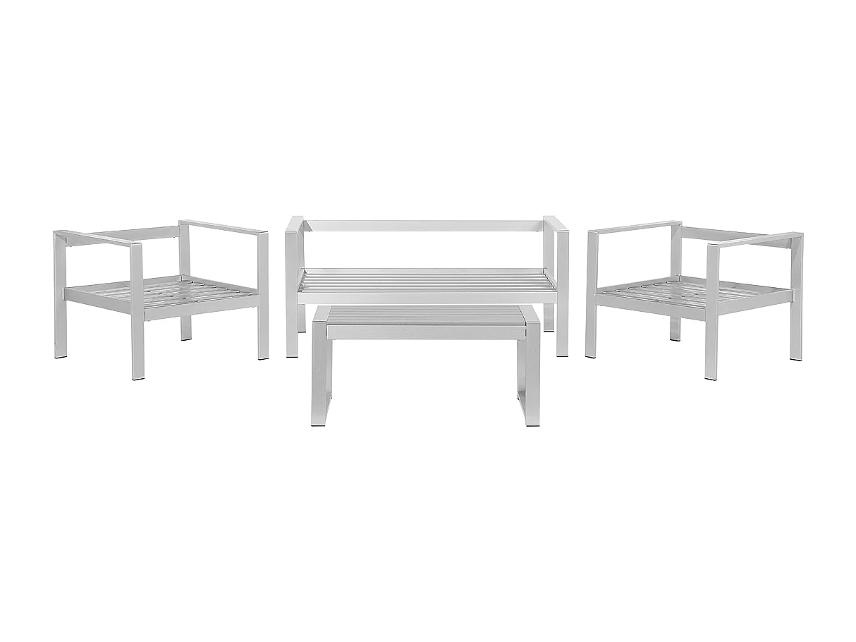 Praktisches Gartenset Sofa 2 Sessel Tisch Aluminium dunkelgrau Salerno
