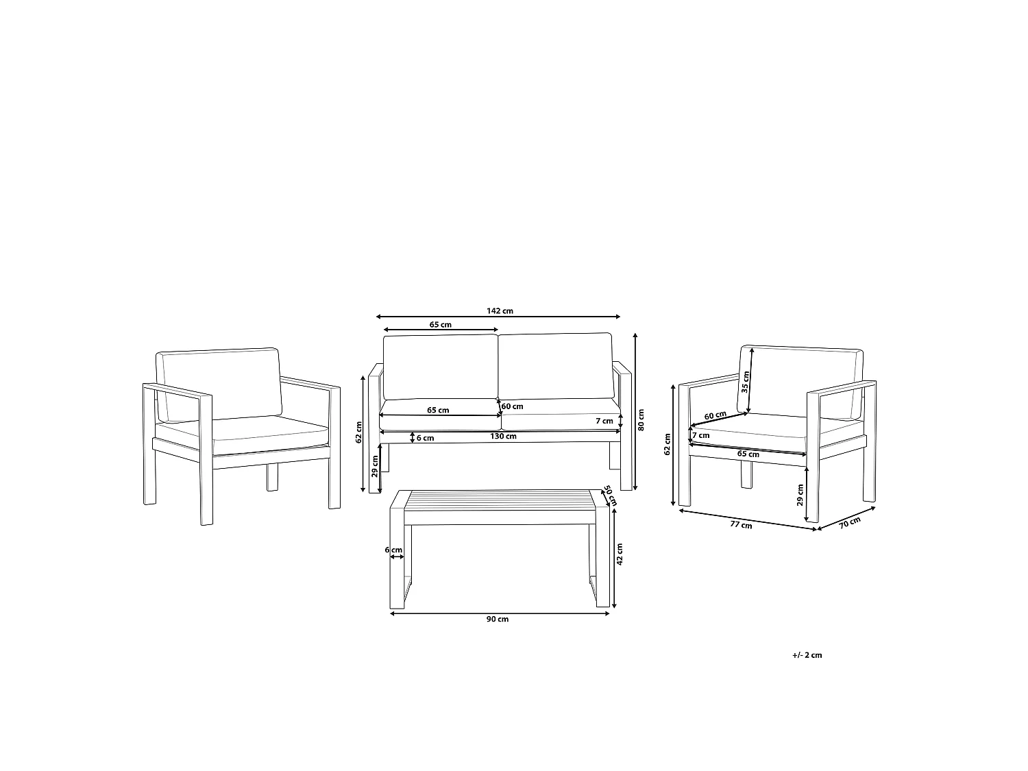 Lounge Set mit Tisch 4-Sitzer SALERNO Metall Dunkelgrau