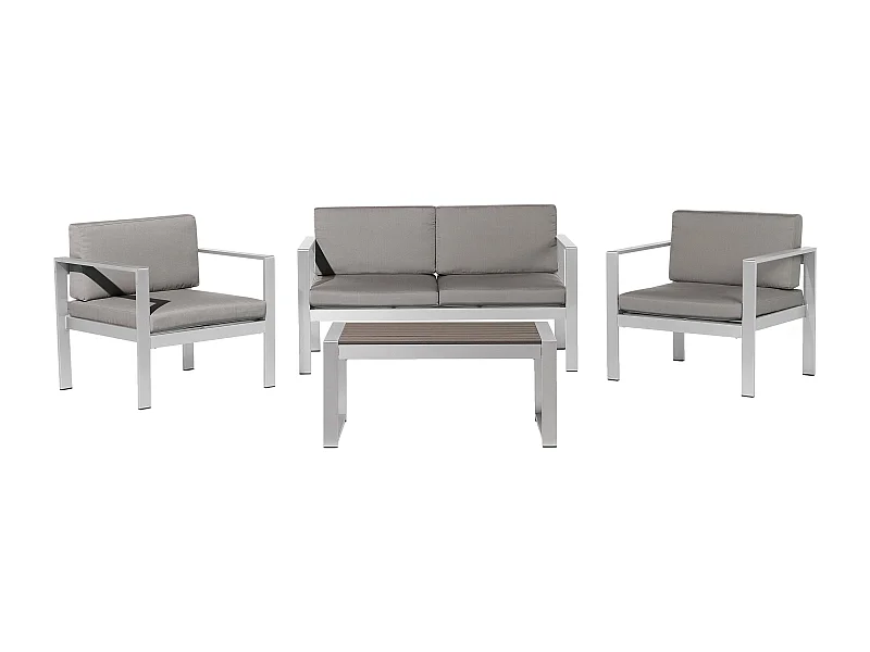Praktisches Gartenset Sofa 2 Sessel Tisch Aluminium dunkelgrau Salerno