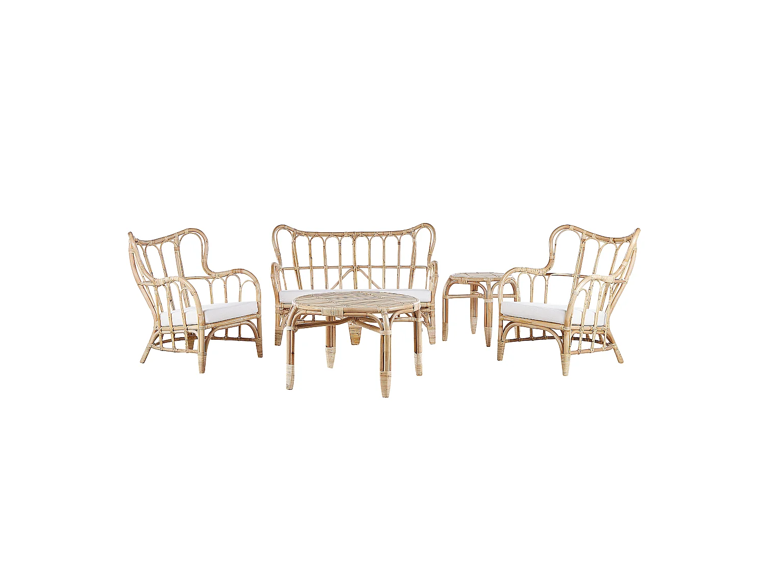 Loungeset met tafel 4-zitter BRINDISI Rotan Natuurlijk