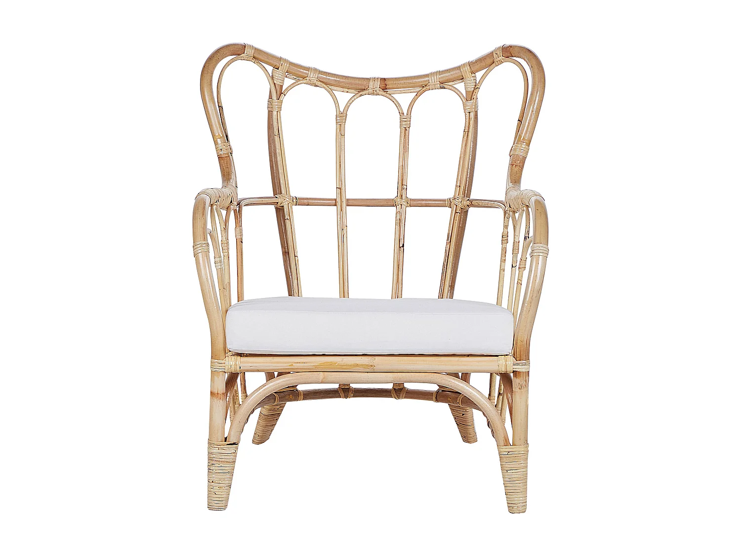 Lounge Set Heller Holzfarbton 4er Sitzer Rattan Auflagen Beige Brindisi