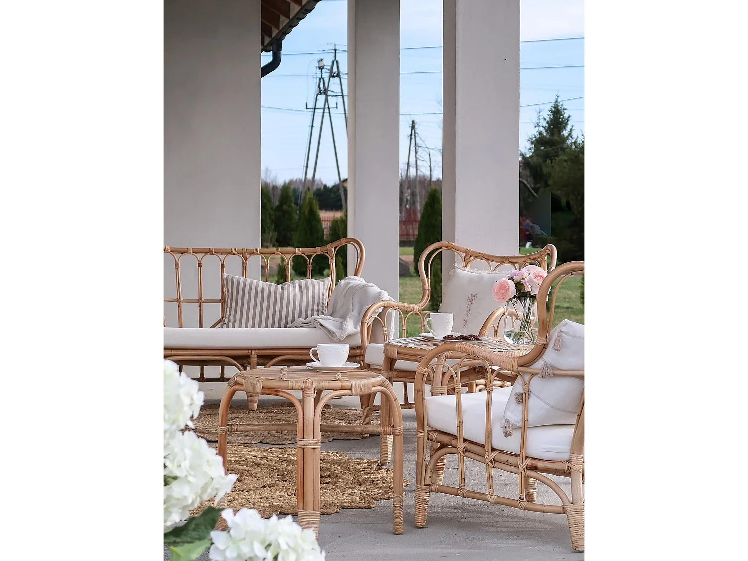 Garden Lounge Set with Table 4 Seater BRINDISI Natural Rattan