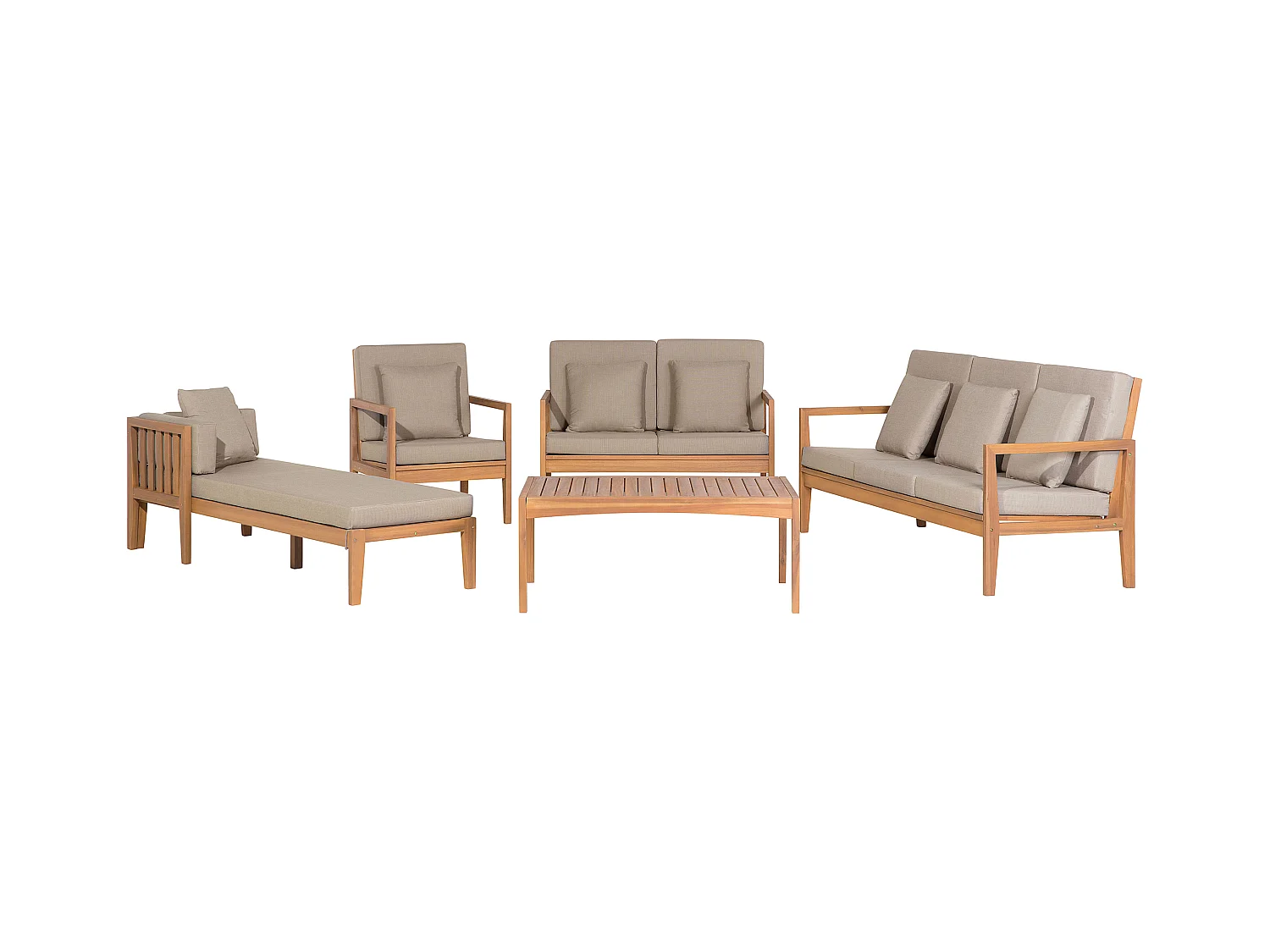 Ensemble de salon de jardin avec table 7 places PATAJA Acacia Marron clair