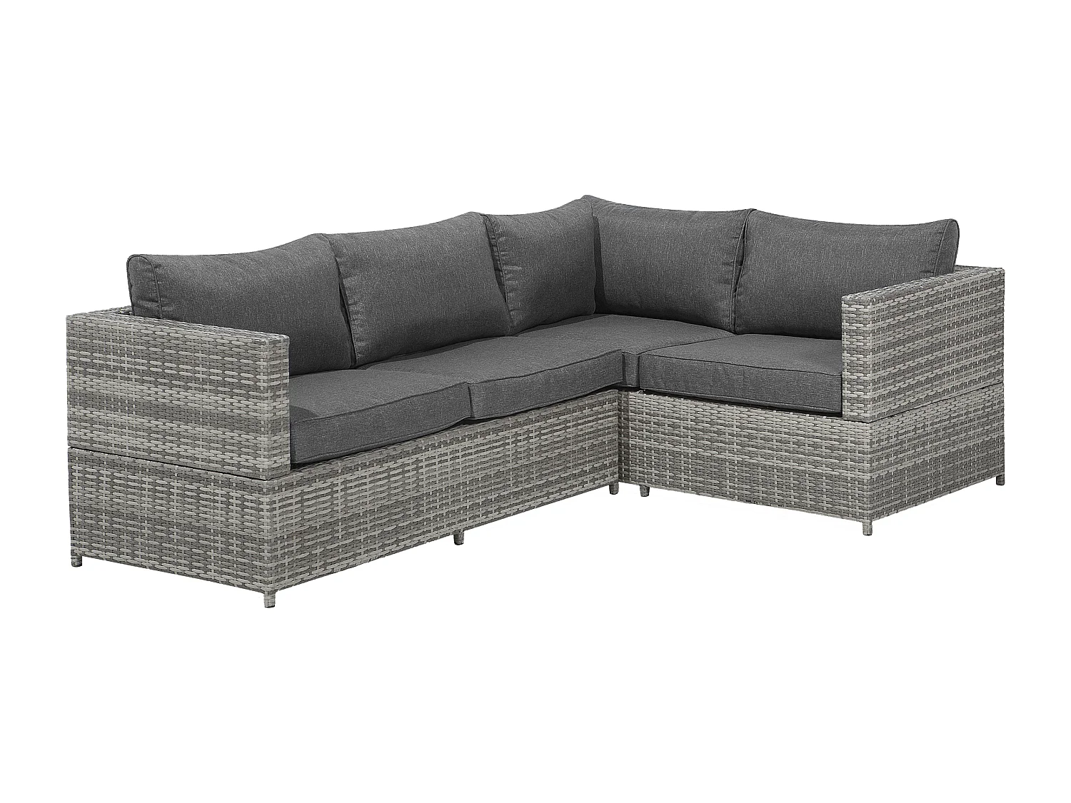 4-Sitzer Lounge Set Rattan grau Ecksofa mit Tisch Auflagen dunkelgrau Avola
