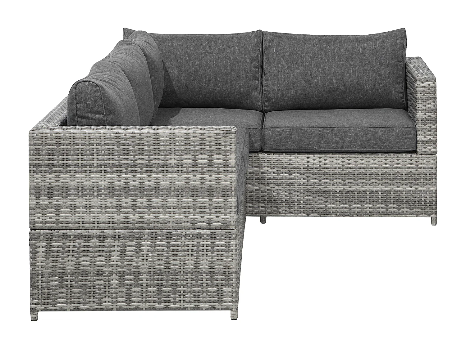 4-Sitzer Lounge Set Rattan grau Ecksofa mit Tisch Auflagen dunkelgrau Avola