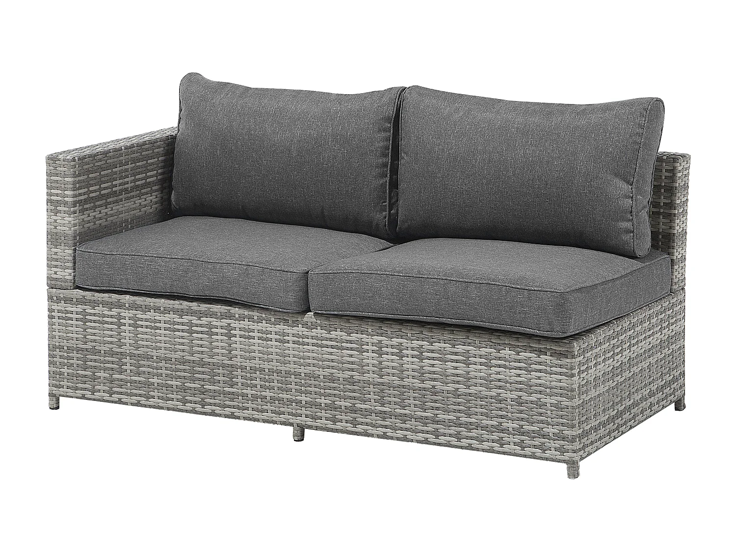 4-Sitzer Lounge Set Rattan grau Ecksofa mit Tisch Auflagen dunkelgrau Avola