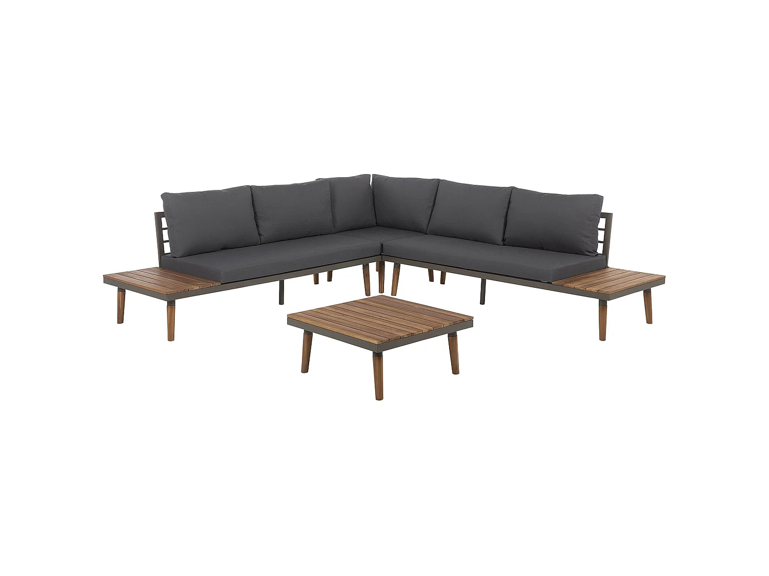 Garten Ecksofa mit Tisch 5-Sitzer CORATO Akazienholz Grau
