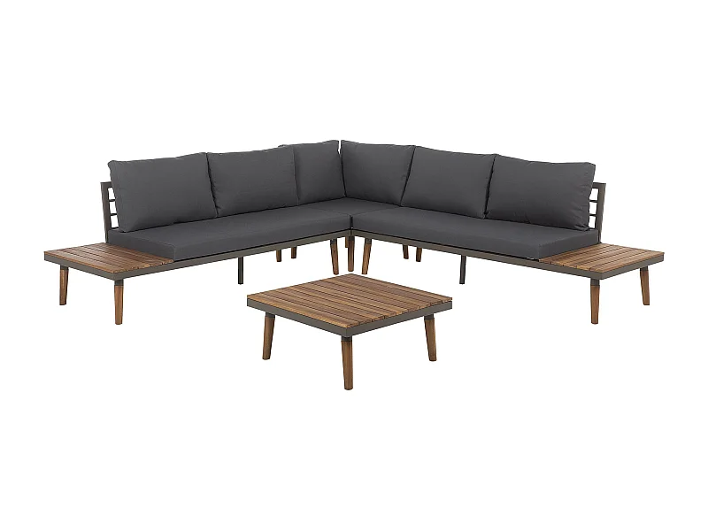 Ensemble de canapés d\'angle de jardin 5 places CORATO Acacia Gris