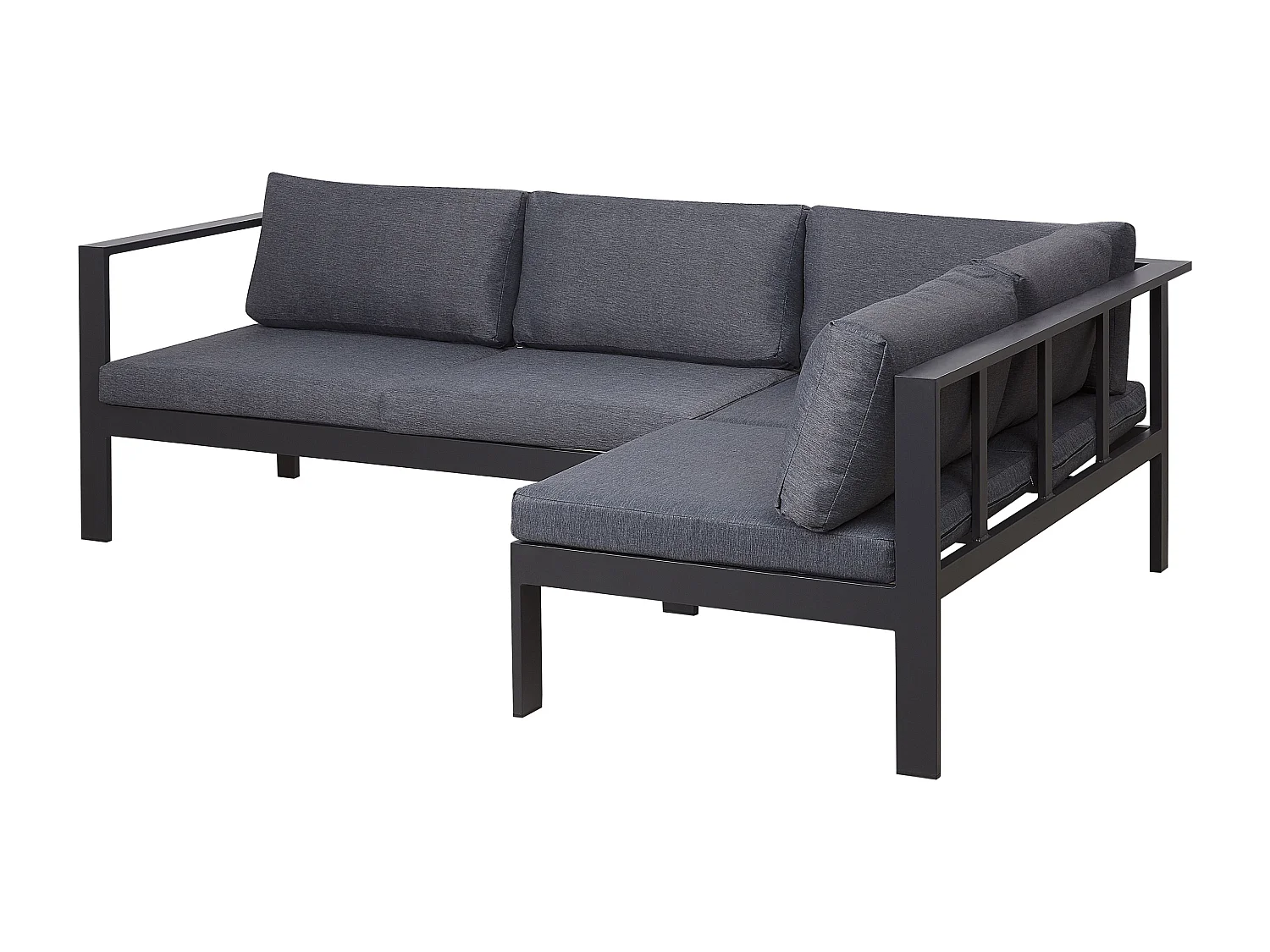 Conjunto esquinero de jardín 5 plazas MESSINA Izquierda Metal Negro