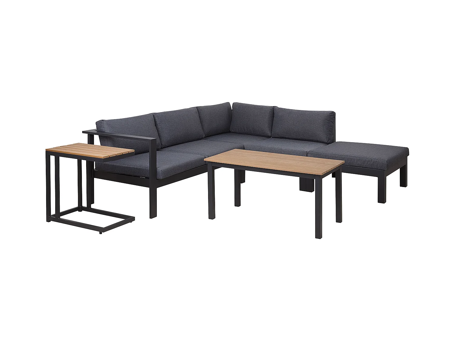 Narożnik ogrodowy ze stolikiem dla 5 osób MESSINA Lewostronny Metal Czarny