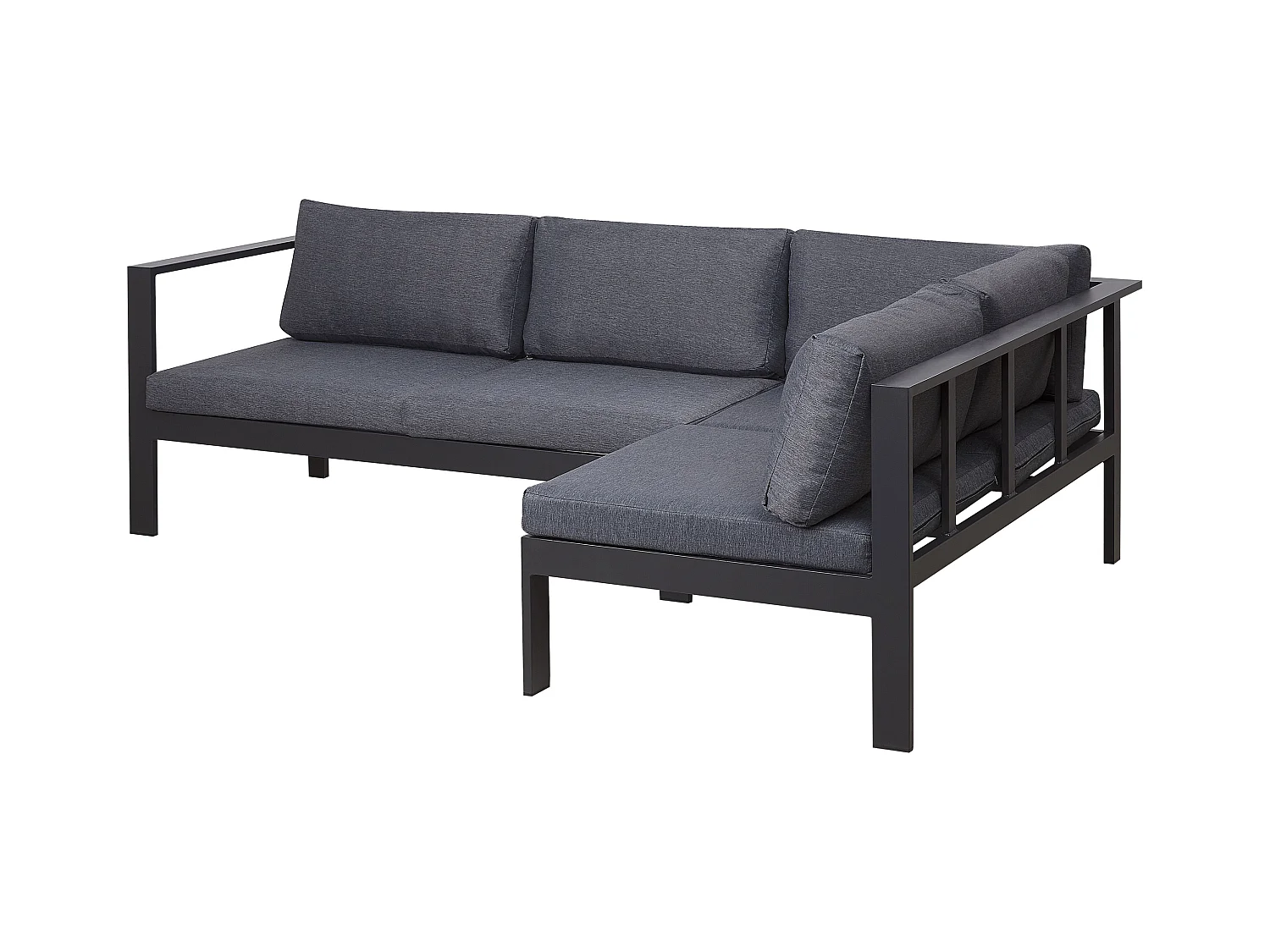 Narożnik ogrodowy ze stolikiem dla 5 osób MESSINA Lewostronny Metal Czarny