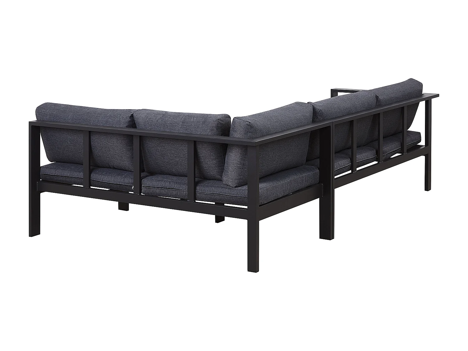 Lounge Set schwarz Kunstholz Ecksofa mit Auflagen grau 2 Couchtische Messina