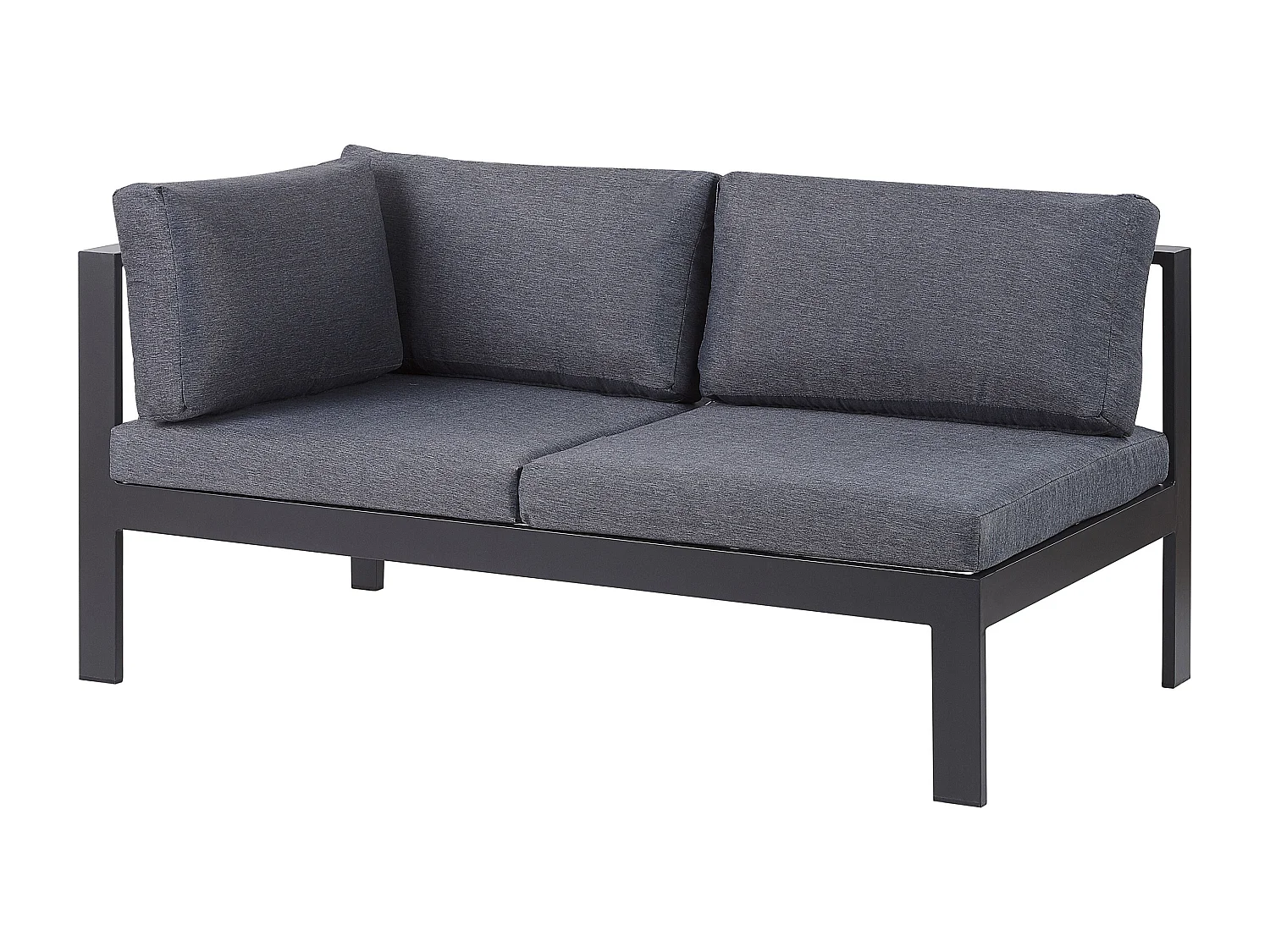 Lounge Set schwarz Kunstholz Ecksofa mit Auflagen grau 2 Couchtische Messina