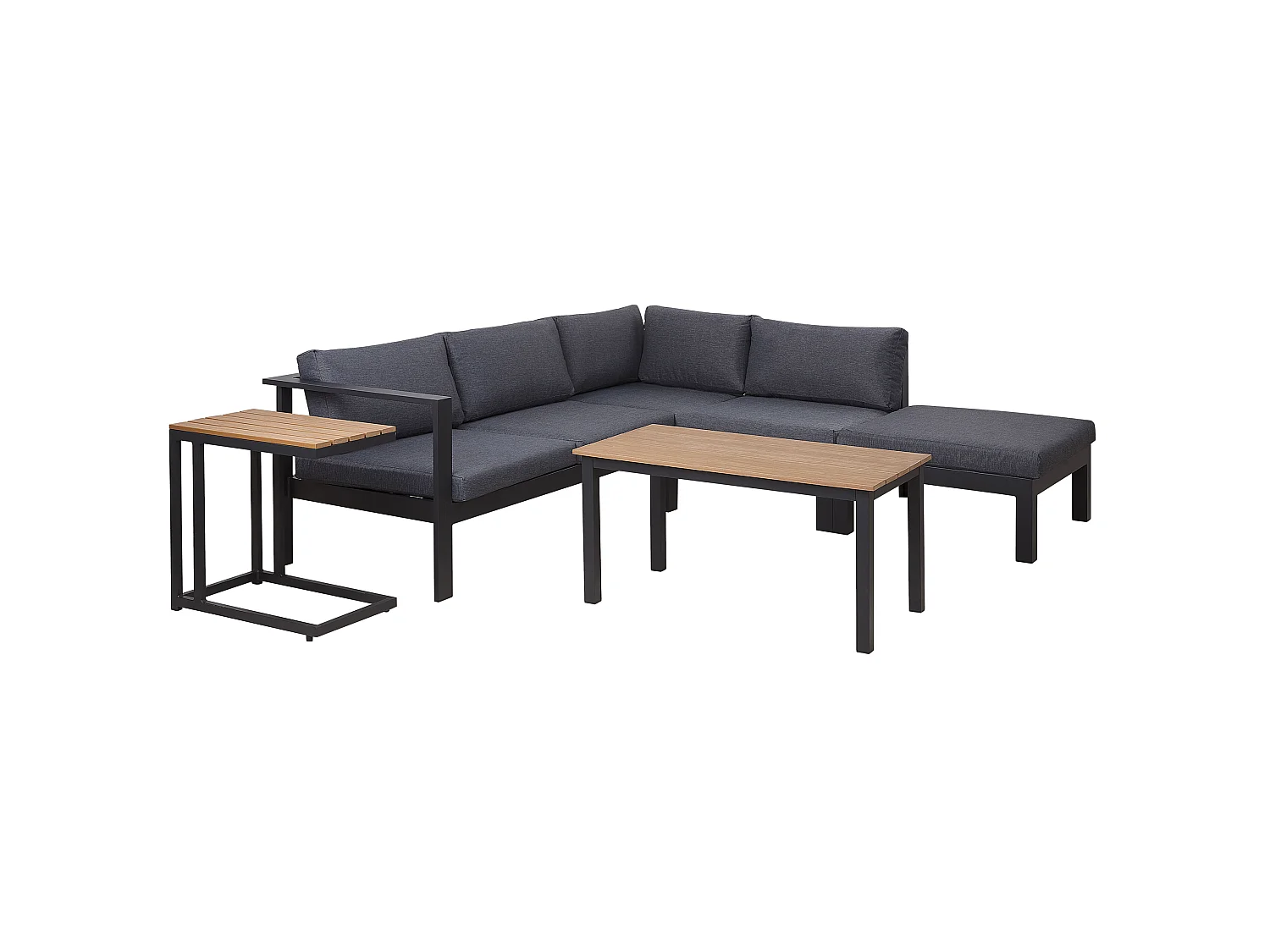 Ensemble de canapés d'angle de jardin 5 places MESSINA Côté gauche Métal Noir