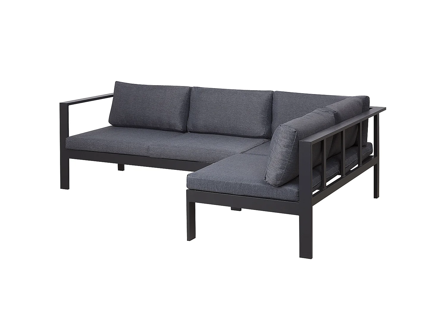 Ensemble de canapés d'angle de jardin 5 places MESSINA Côté gauche Métal Noir