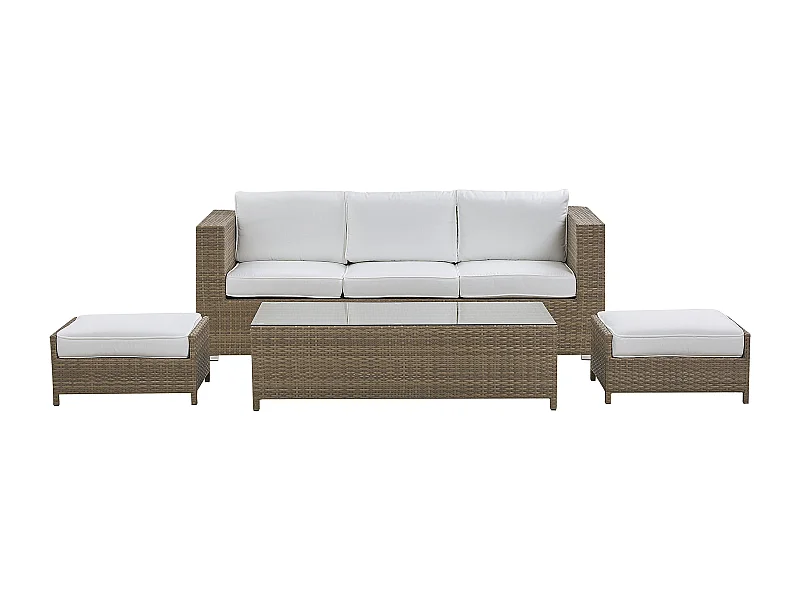 Conjunto de jardim com mesa e repousa-pés 5 lugares BELLUNO Branco