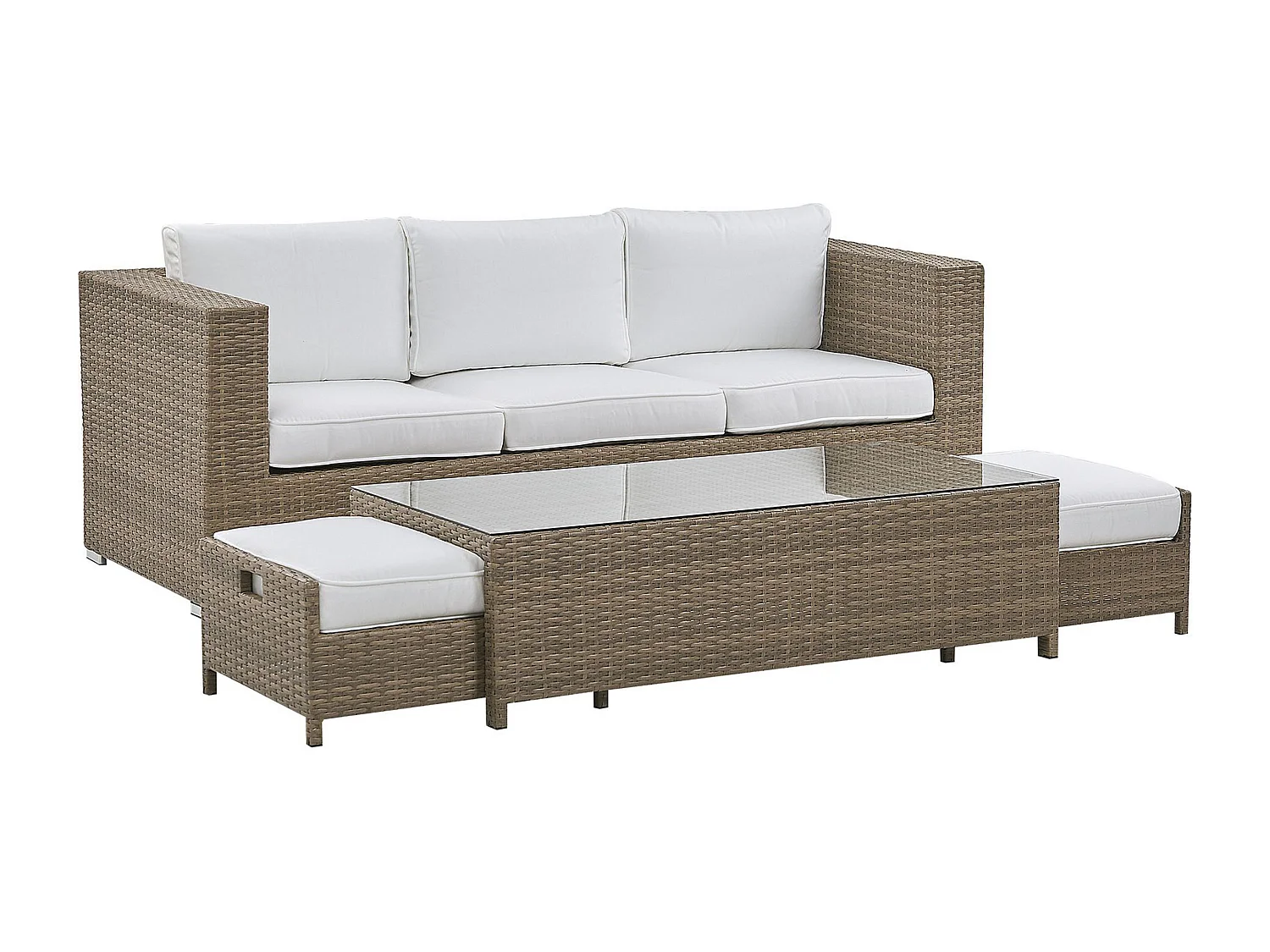 Conjunto de jardim com mesa e repousa-pés 5 lugares BELLUNO Branco