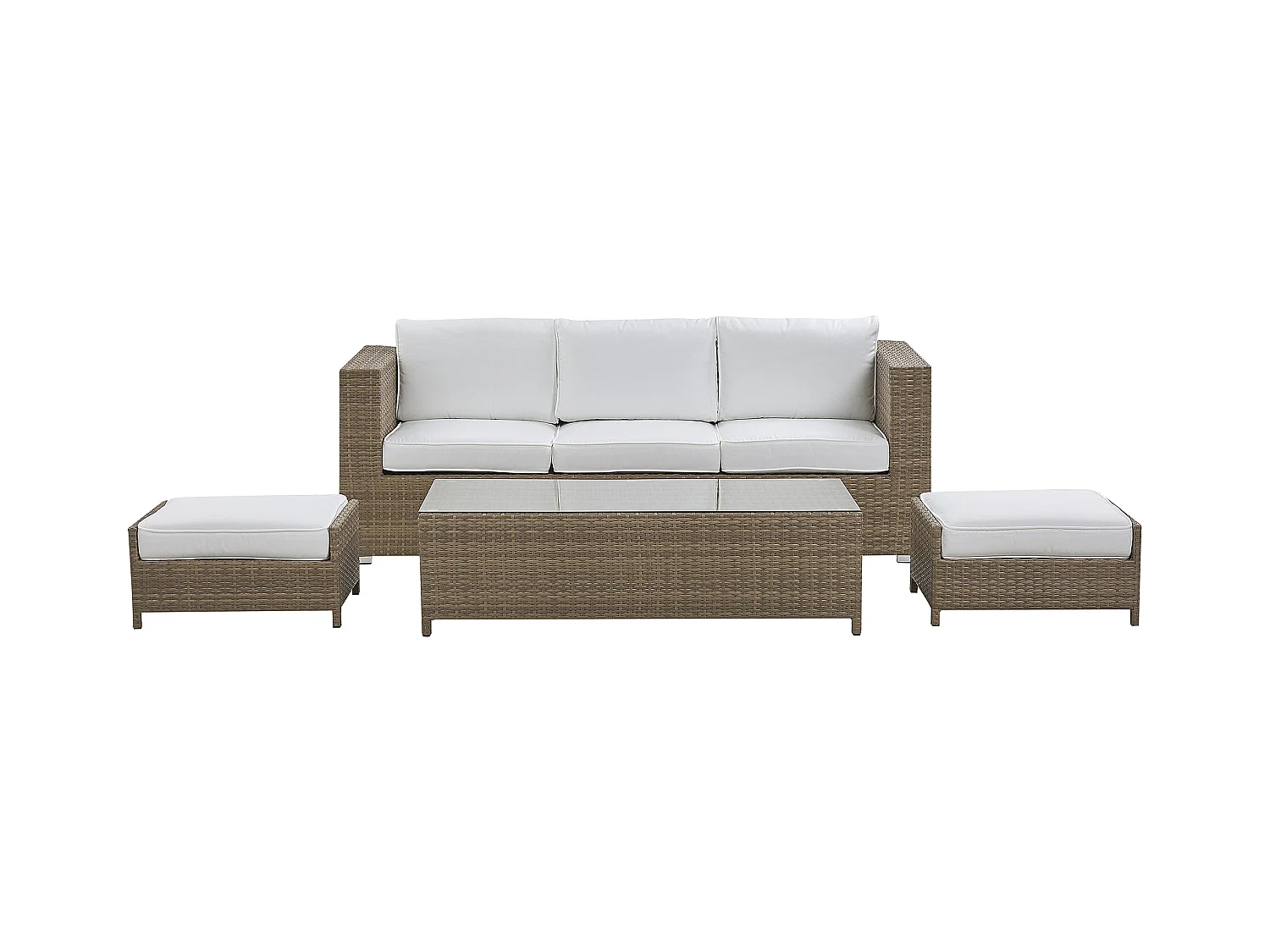 Loungeset met tafel en ottomaan 5-zitter BELLUNO Wit
