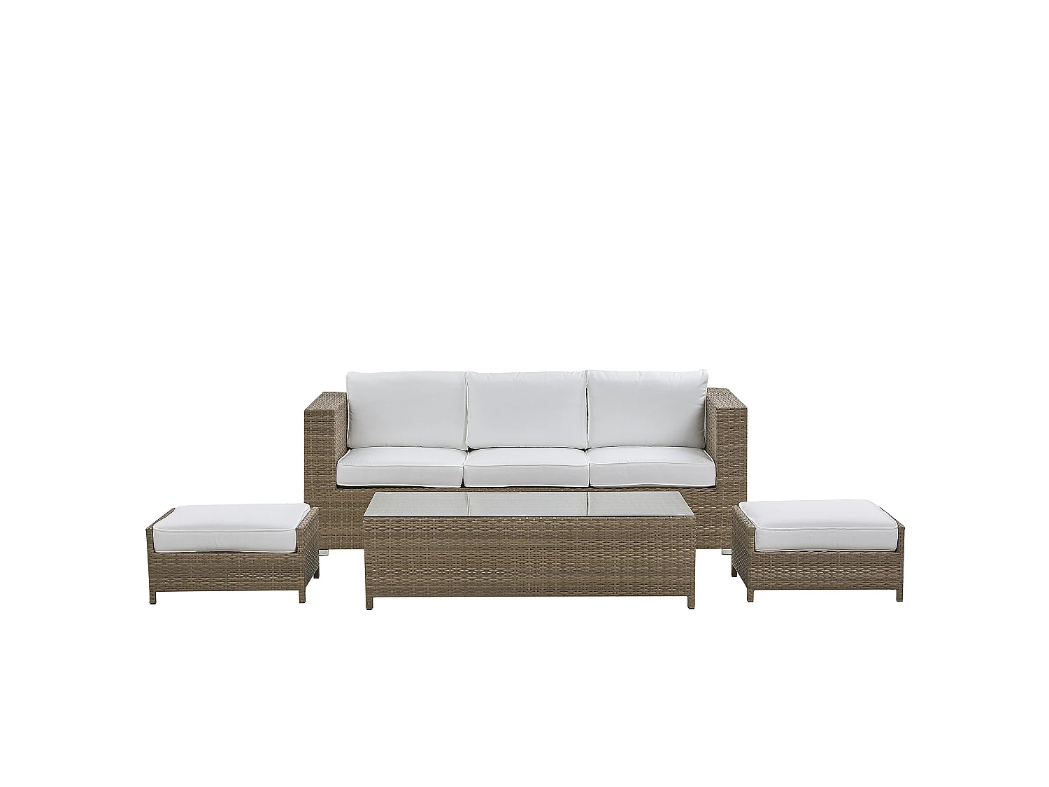 Ensemble de salon de jardin avec table et ottoman 5 places BELLUNO Blanc