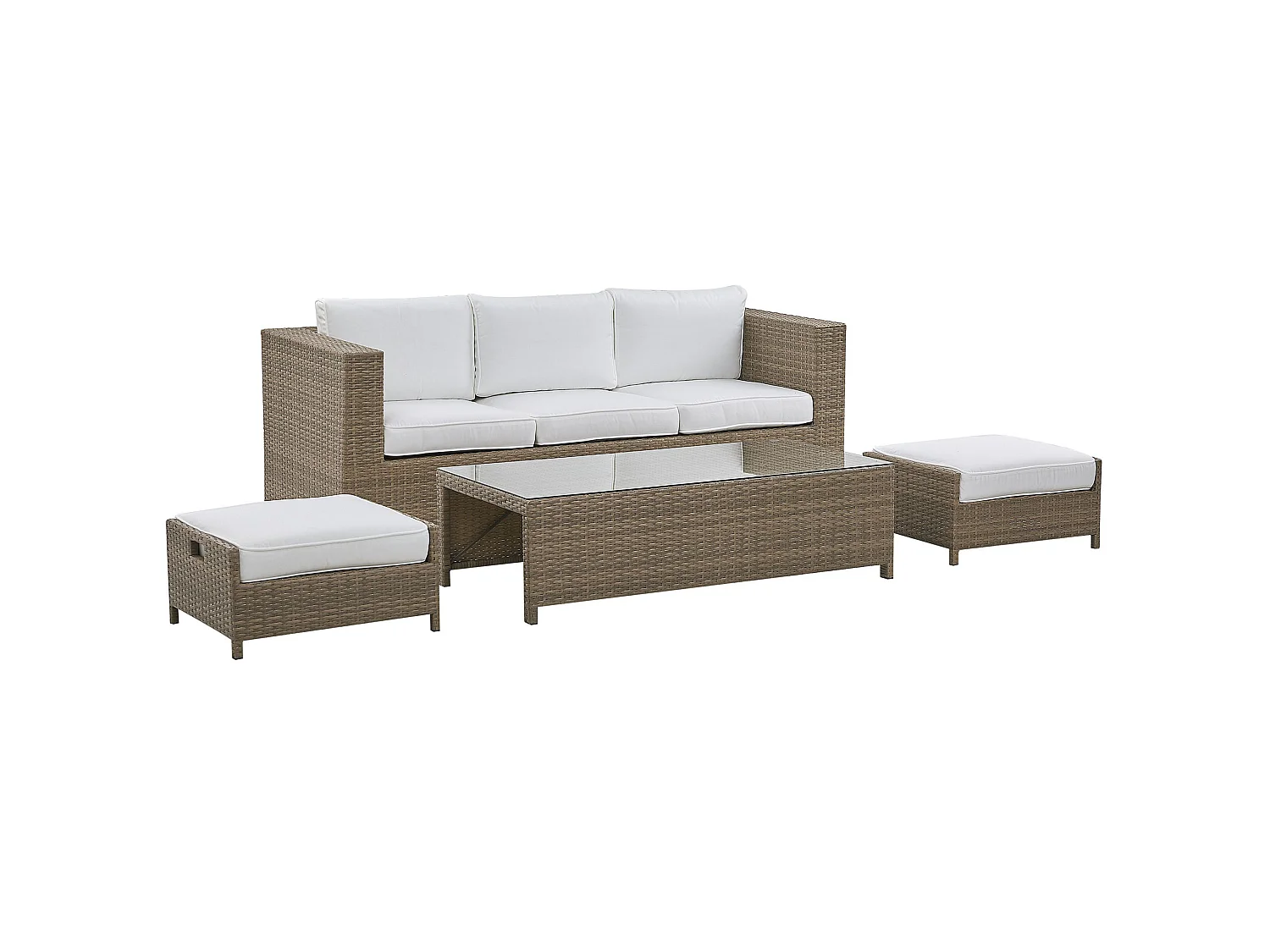 Ensemble de salon de jardin avec table et ottoman 5 places BELLUNO Blanc