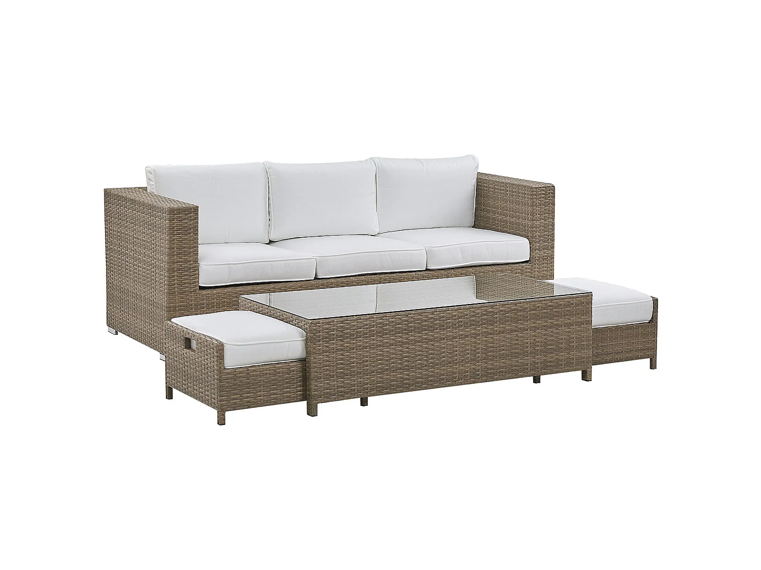 Ensemble de salon de jardin avec table et ottoman 5 places BELLUNO Blanc