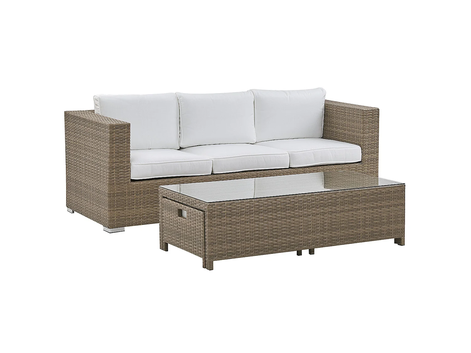 Ensemble de salon de jardin avec table et ottoman 5 places BELLUNO Blanc