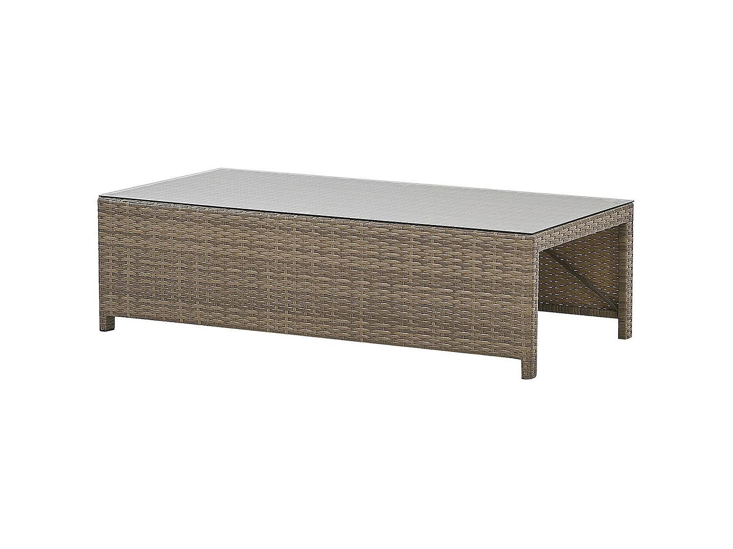 Ensemble de salon de jardin avec table et ottoman 5 places BELLUNO Blanc