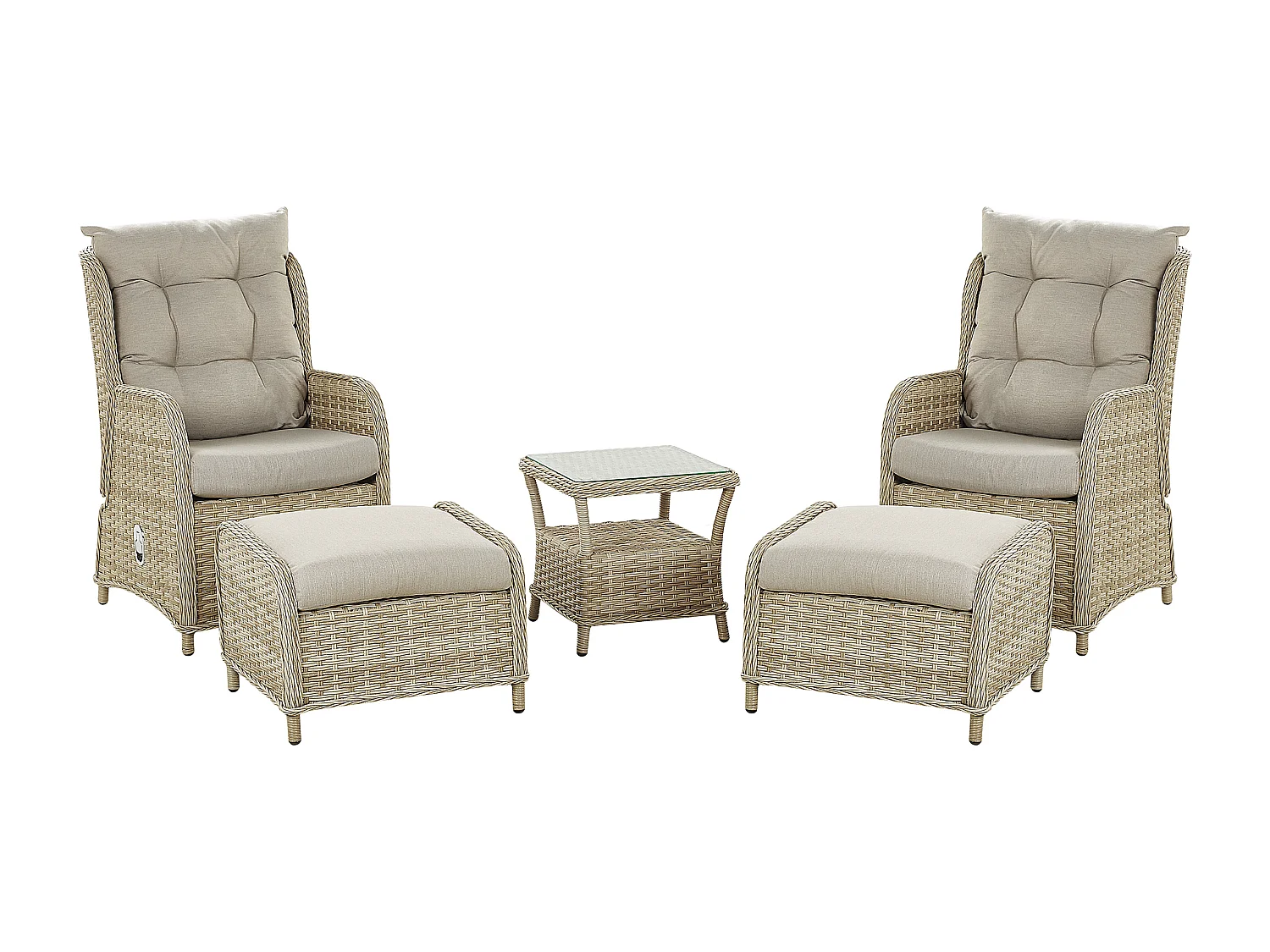 Loungeset met tafel en ottomaan 2-zitter PONZA Beige