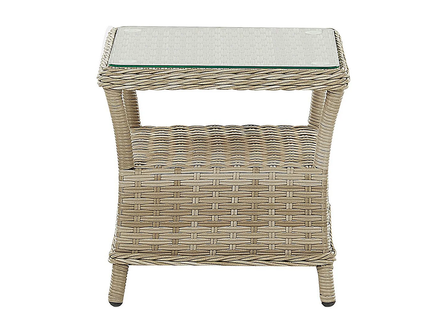 Ensemble de salon de jardin avec table et ottoman 2 places PONZA Polyrotin Beige