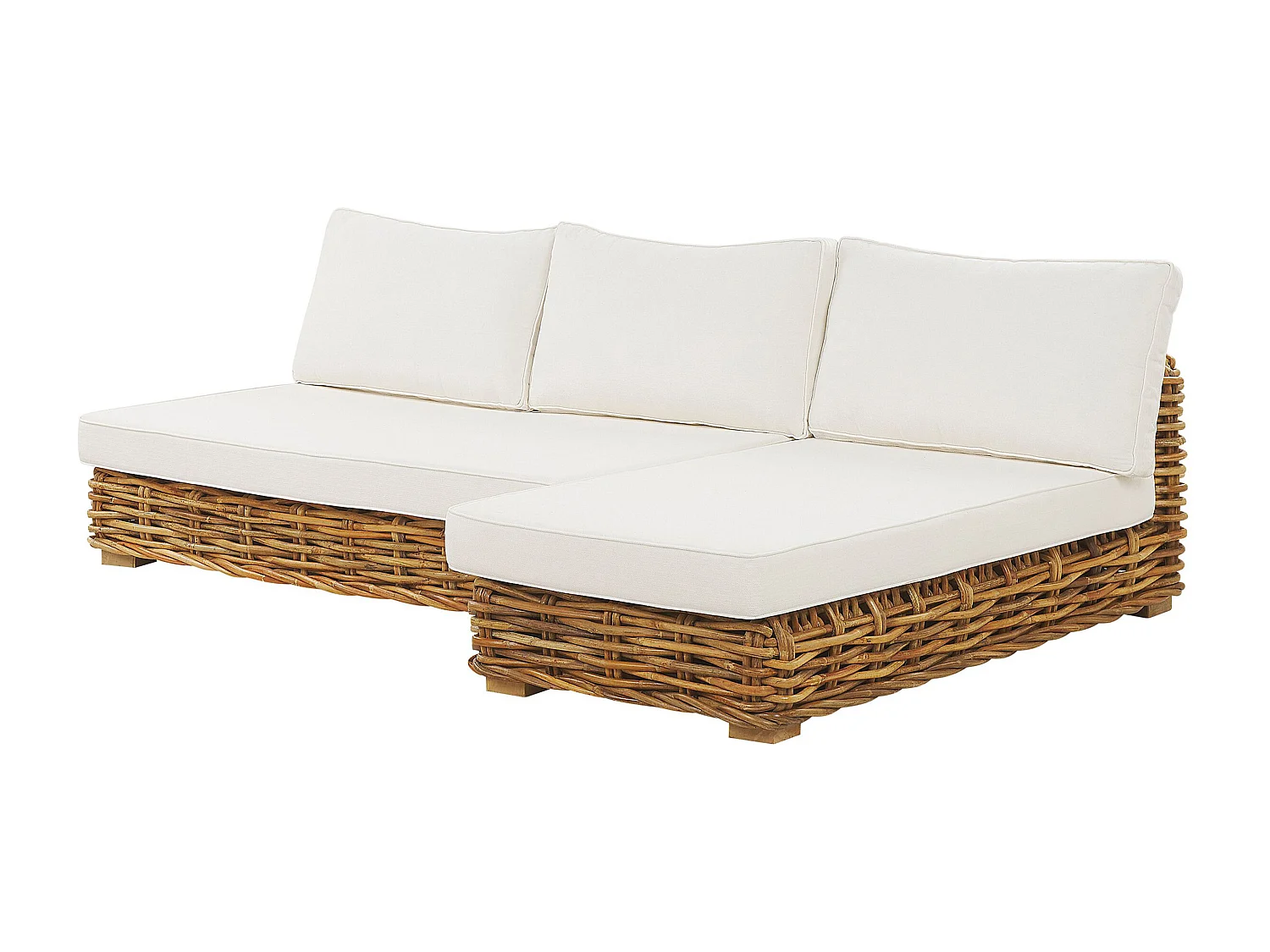 Ensemble de salon de jardin avec table 4 places VARALLO Côté droite Rotin Naturel