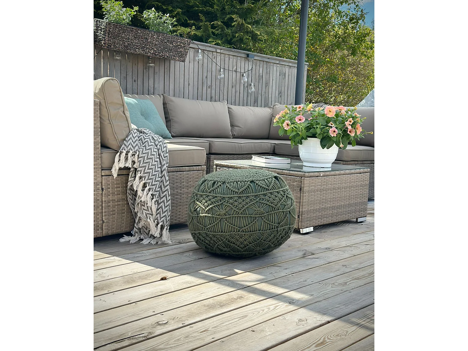 Garden Corner Sofa with Table 6 Seater BELVEDERE Brown PE Rattan