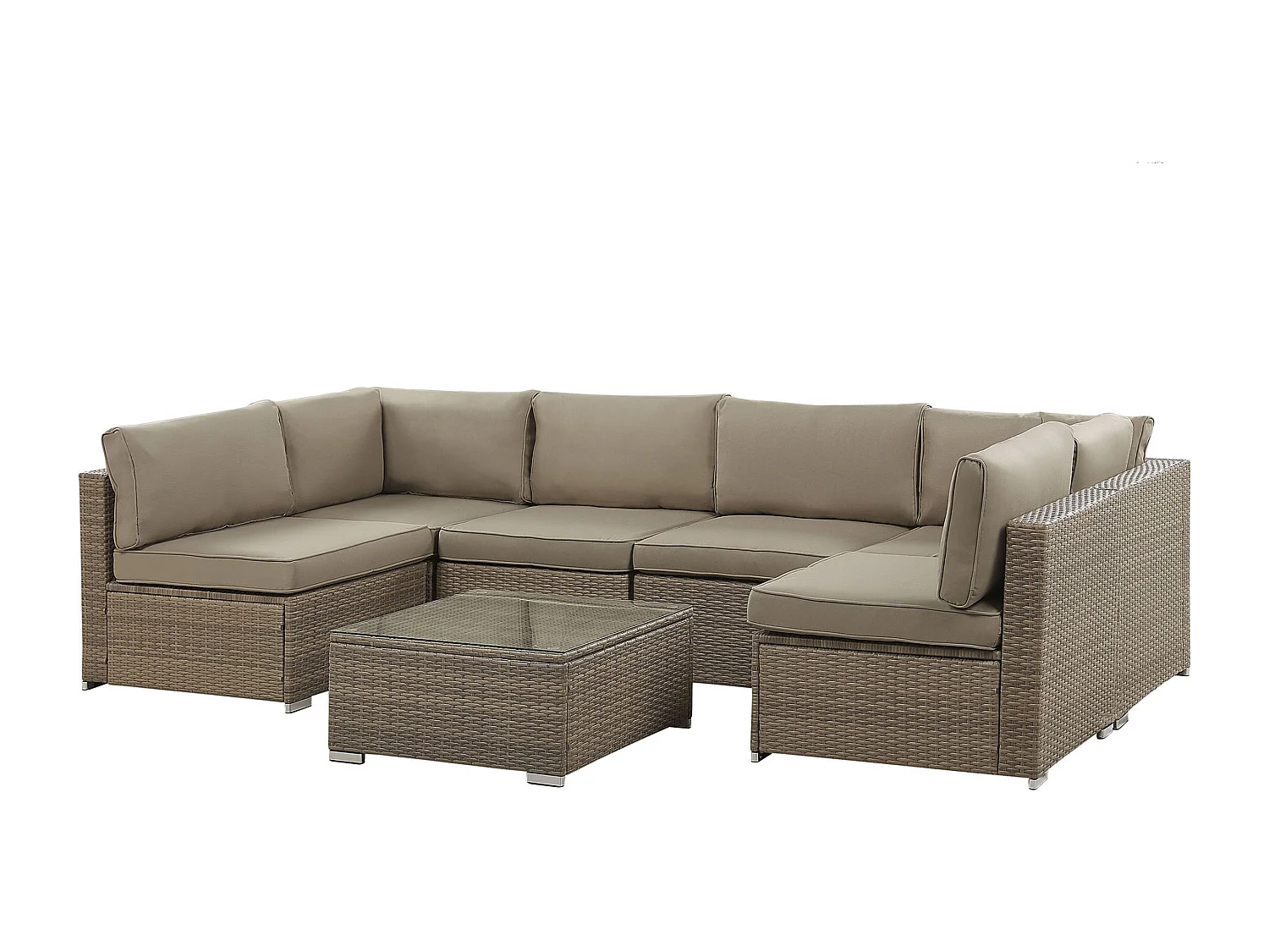 Ensemble de canapés d'angle de jardin 6 places BELVEDERE Polyrotin Marron