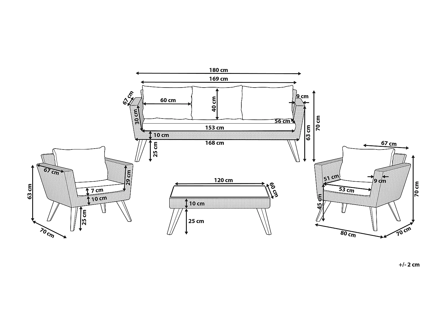 Ensemble de salon de jardin avec table 5 places VITTORIA Gris