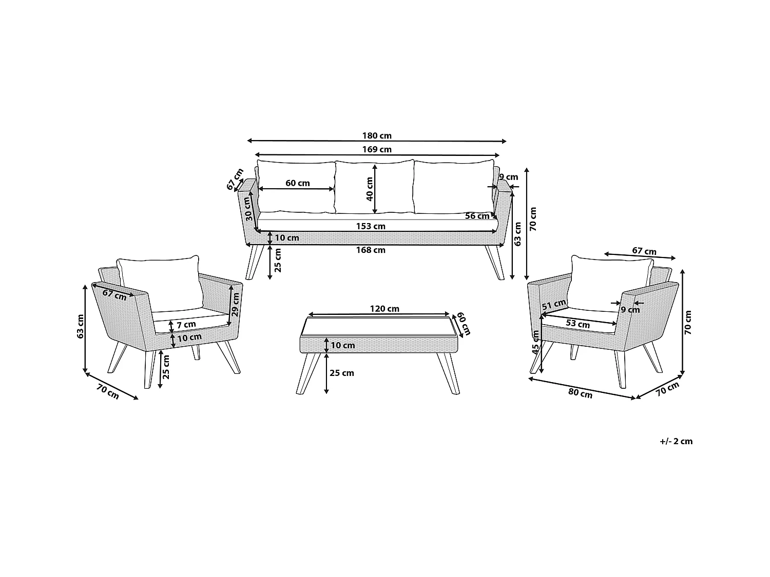 Ensemble de salon de jardin avec table 5 places VITTORIA Gris