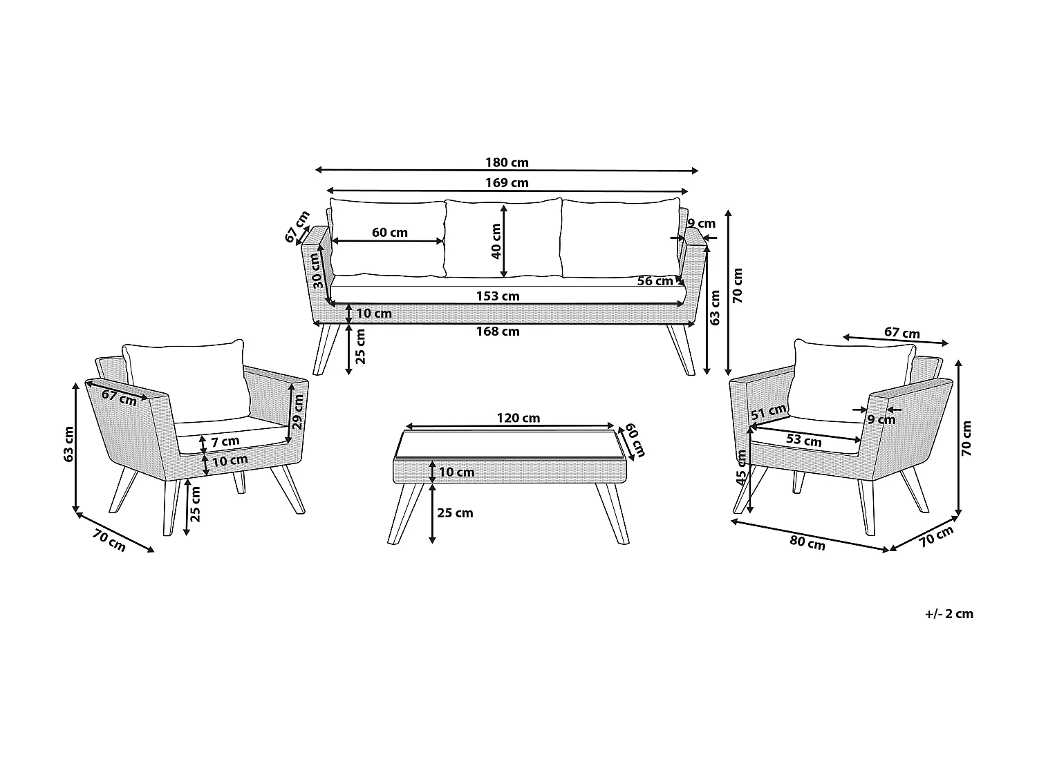 Zestaw ogrodowy ze stolikiem dla 5 osób VITTORIA Technorattan Szary
