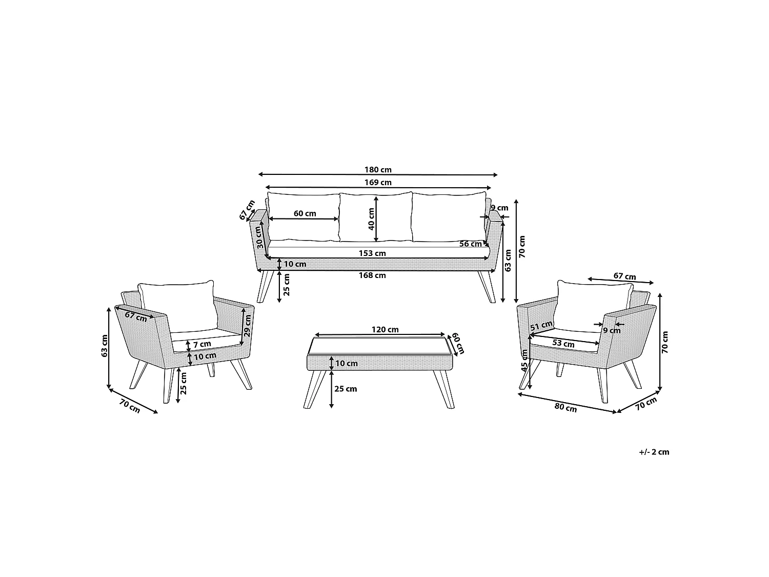 Ensemble de salon de jardin avec table 5 places VITTORIA Gris