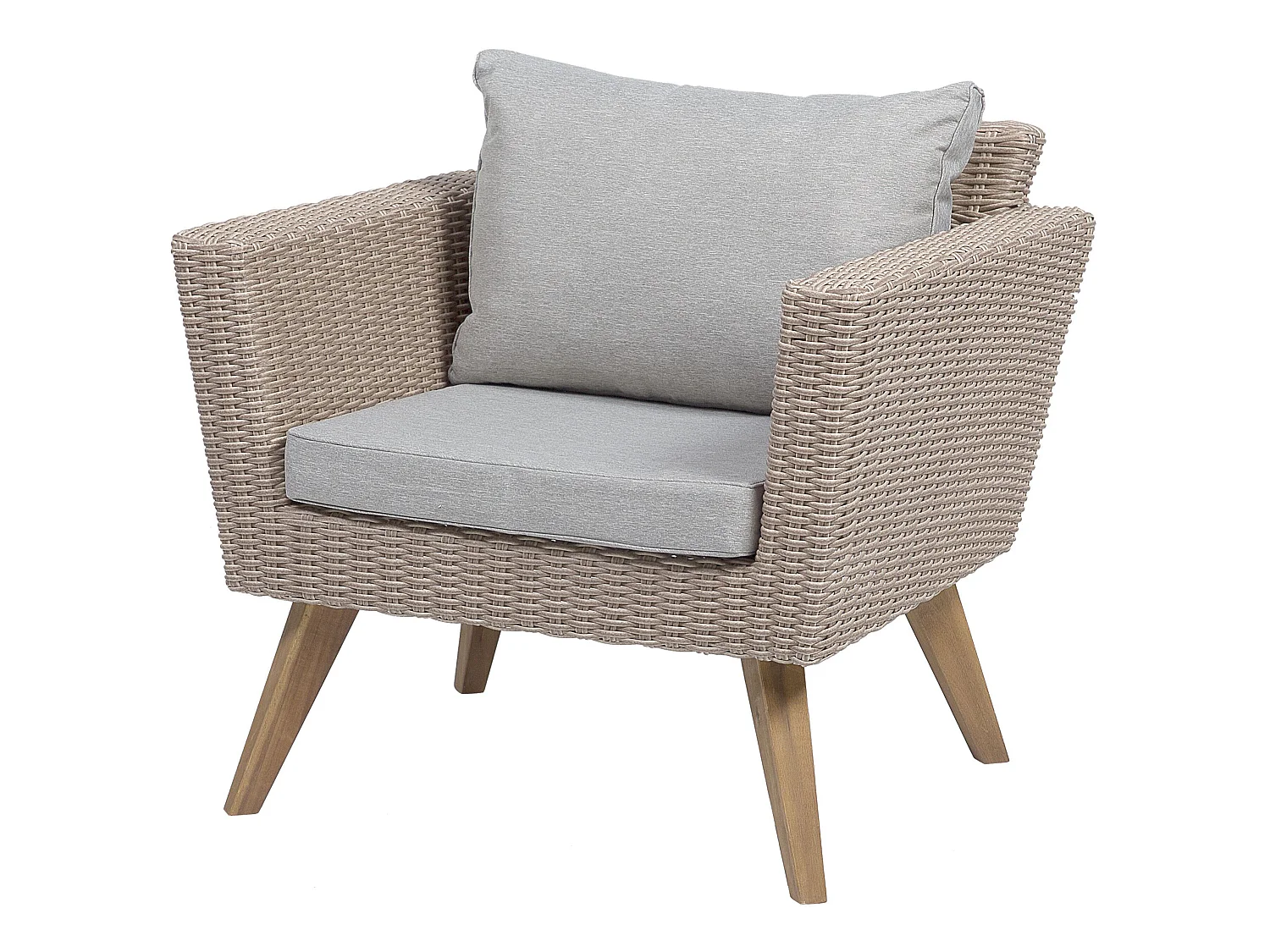 Lounge Set mit Tisch 5-Sitzer VITTORIA Polyrattan Grau