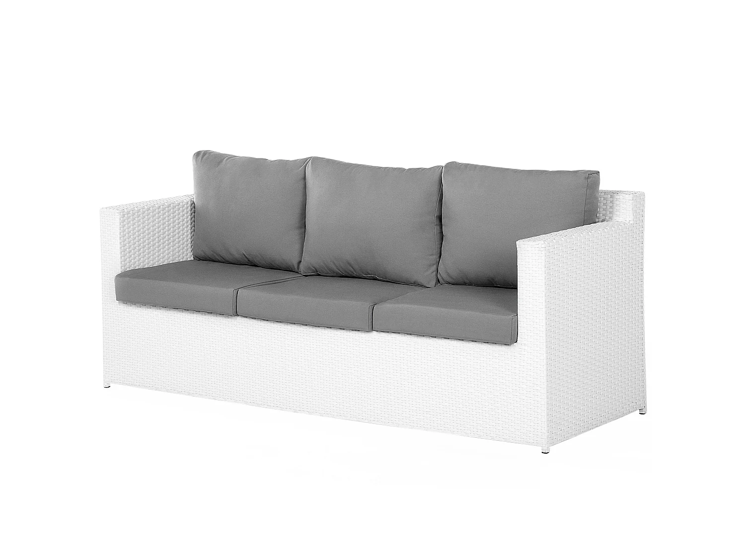 Lounge Set mit Tisch und Ottomane 6-Sitzer ROMA Polyrattan Weiss