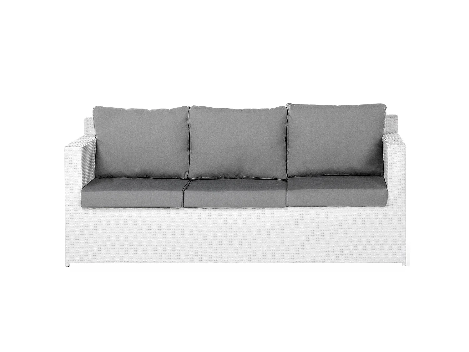Lounge Set mit Tisch und Ottomane 6-Sitzer ROMA Polyrattan Weiss