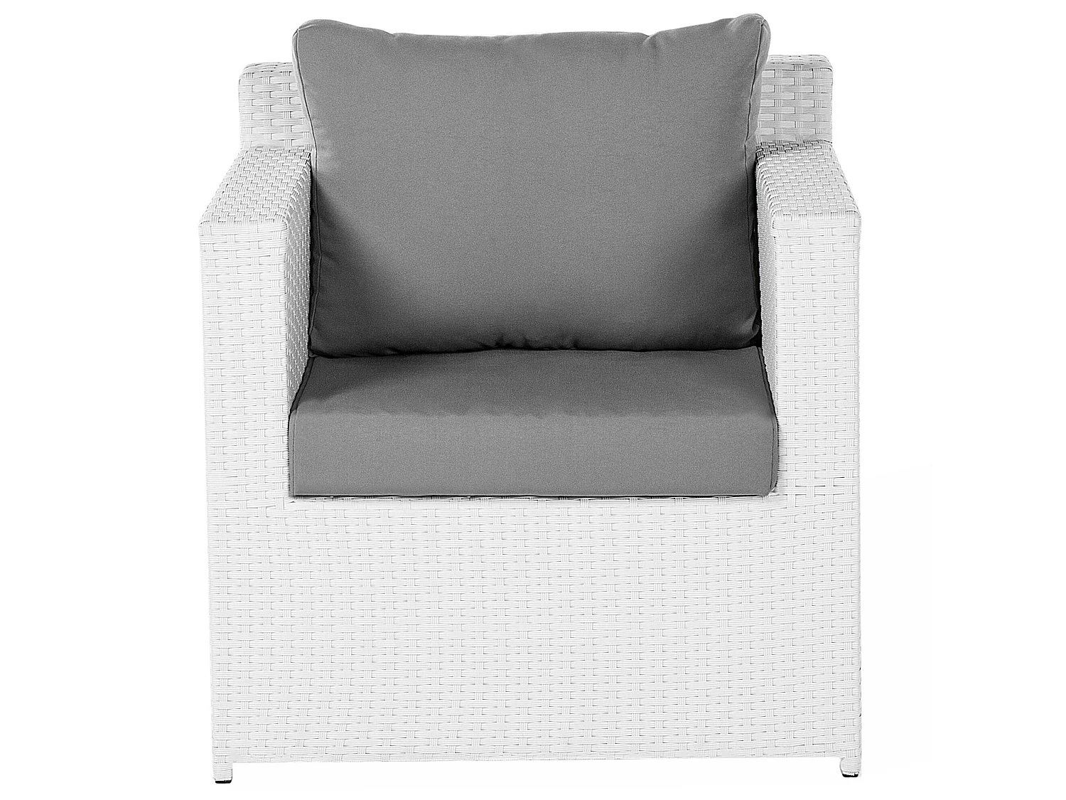 Lounge Set mit Tisch und Ottomane 6-Sitzer ROMA Polyrattan Weiss