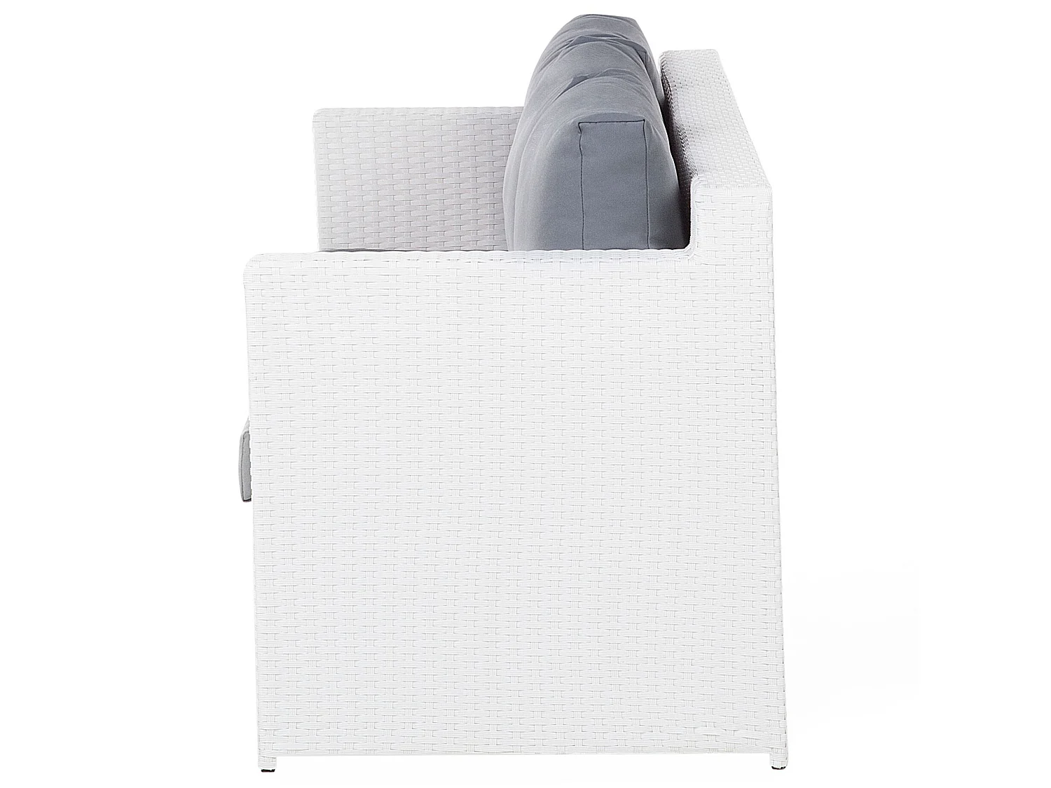 Lounge Set mit Tisch und Ottomane 6-Sitzer ROMA Polyrattan Weiss