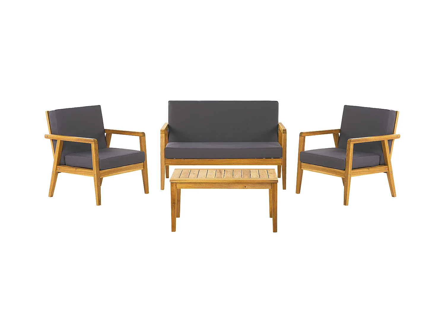 Ensemble de salon de jardin avec table 4 places PALLANO Acacia Gris foncé