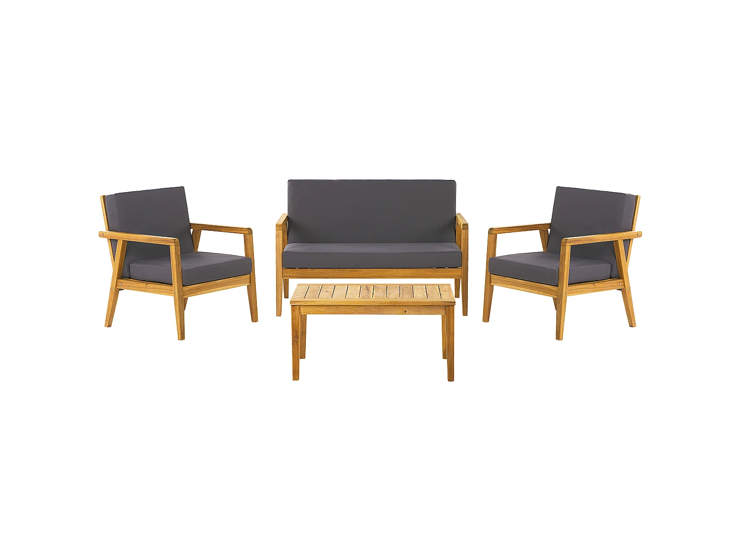 Garden Lounge Set with Table 4 Seater PALLANO Dark Grey Acacia Wood
