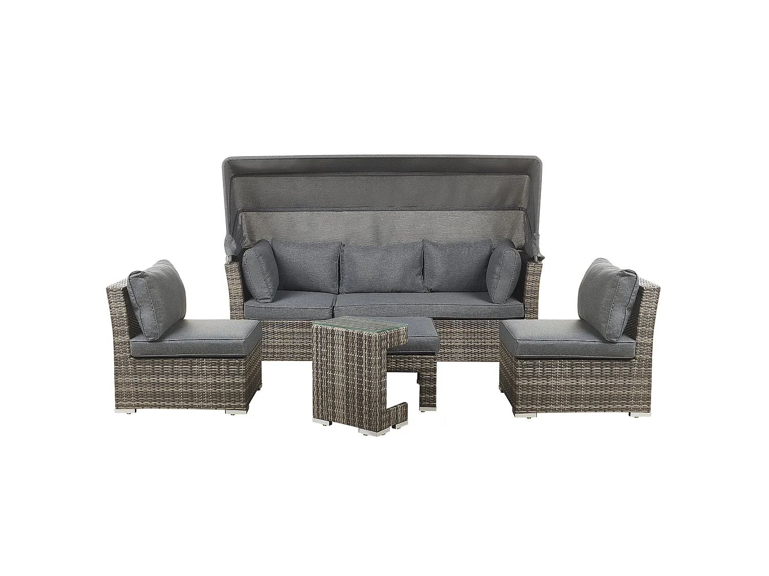 Lounge Set mit Tisch 6-Sitzer CORTE modular Polyrattan Dunkelbraun