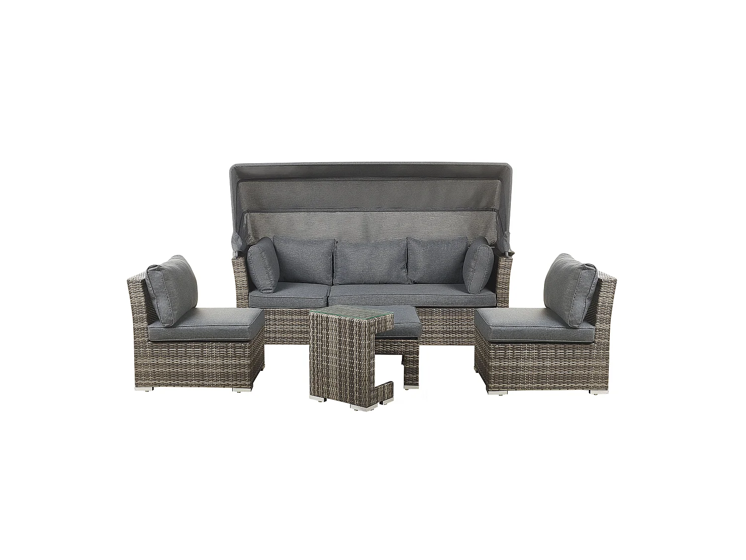 Conjunto de jardín con mesa 6 plazas CORTE modular Marrón oscuro