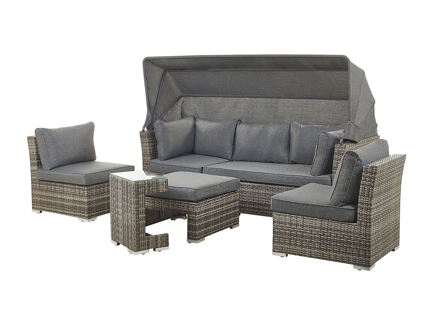 Ensemble de salon de jardin avec table 6 places CORTE Marron foncé