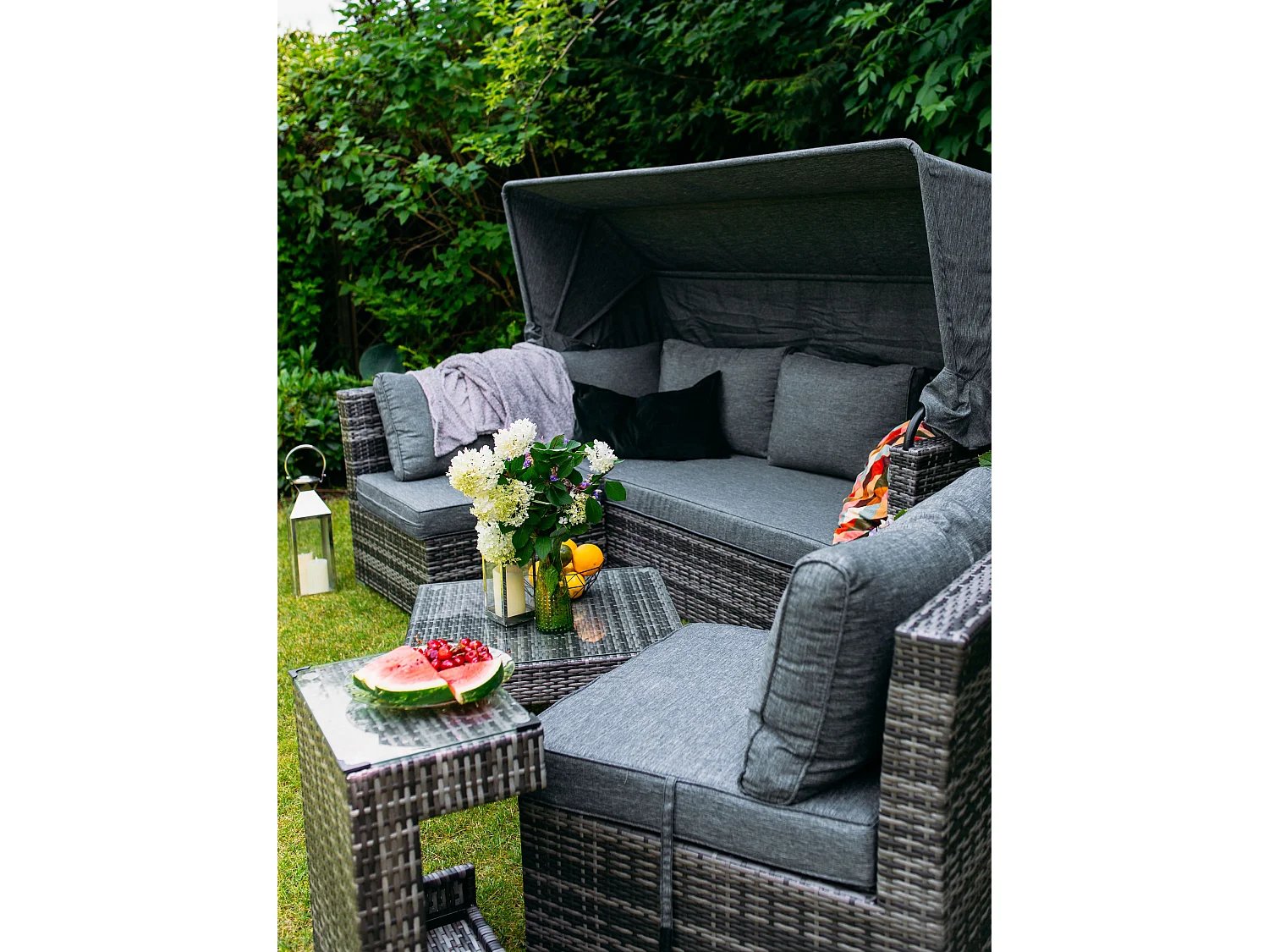 Garden Lounge Set with Table 6 Seater CORTE Dark Brown PE Rattan Modular